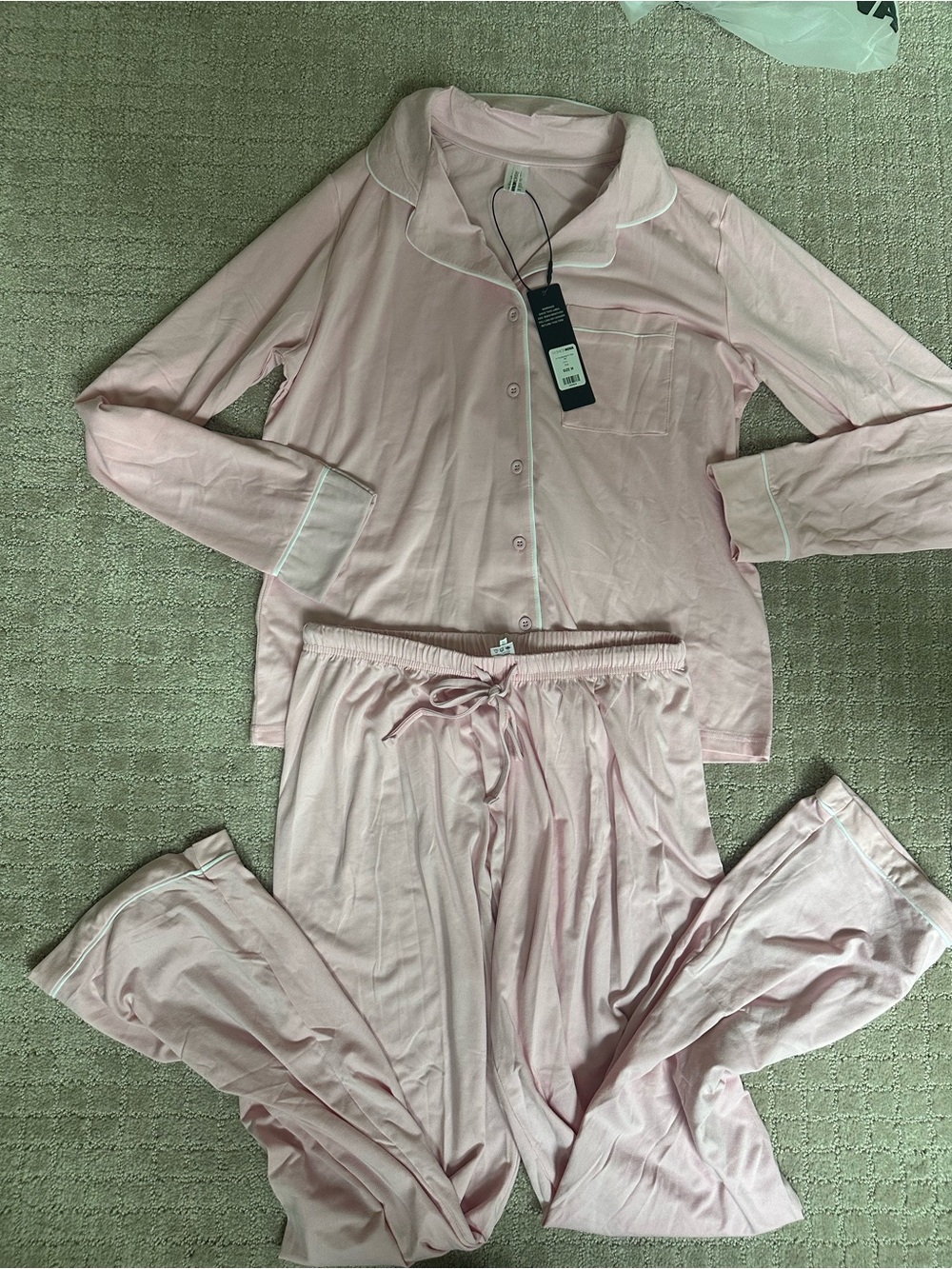 Fashion Nova Light Pink Button-Front Pajama Set